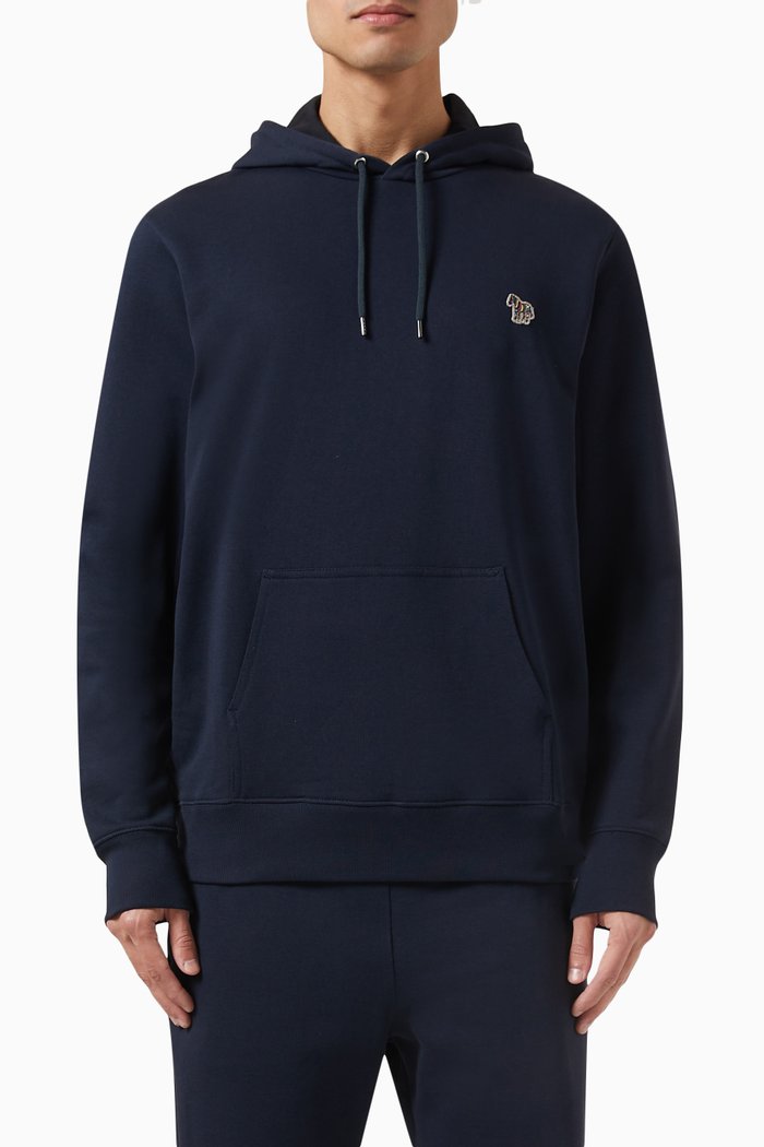 

Zebra Logo Hoodie in Cotton, Blue