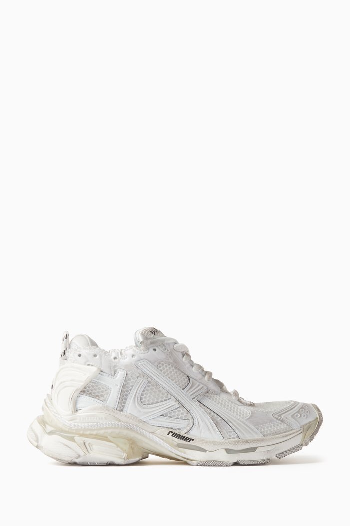 

Runner Sneakers in Mesh & Nylon, White
