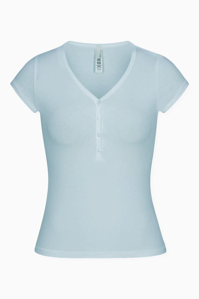 

New Vintage Henley T-shirt in Cotton-spandex, Blue
