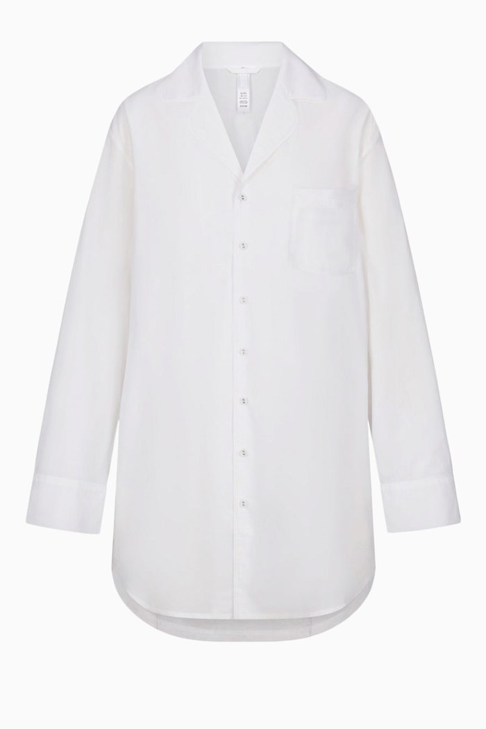 

Button-up Sleep Dress in Cotton Poplin, Neutral