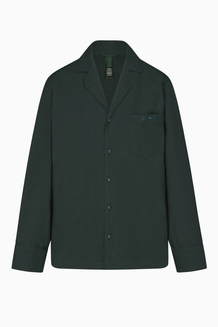 

Sleep Button-up Shirt in Cotton Poplin, Green