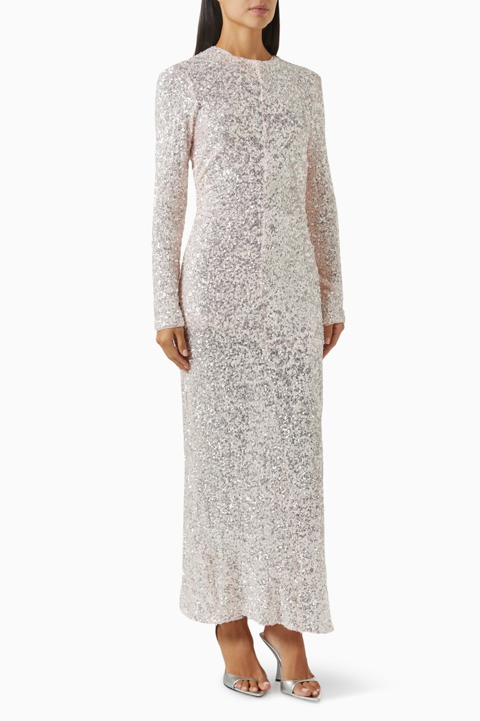 

3D Maxi Dress in Sequins, Pink