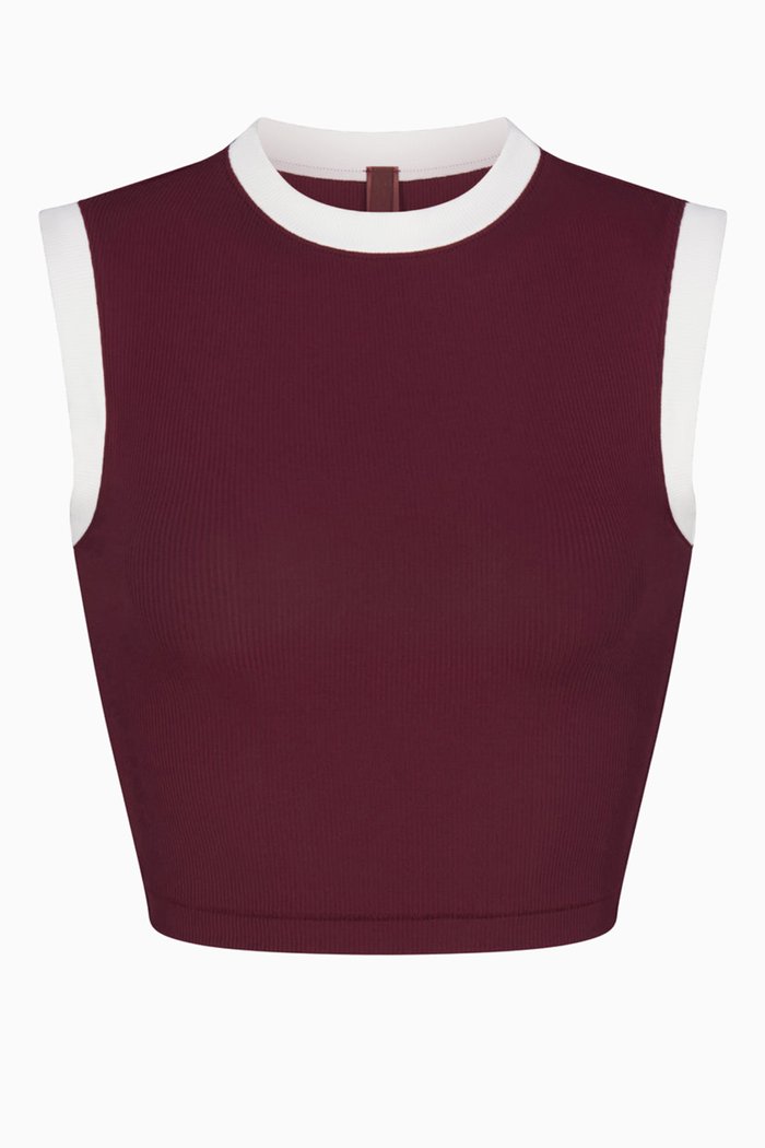 

Ringer Cropped Top in Modal, Burgundy