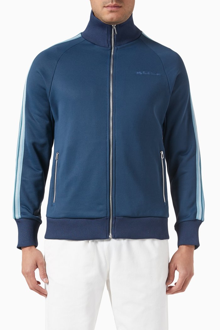 

Zip-Up Track Jacket in Cotton Blend, Blue
