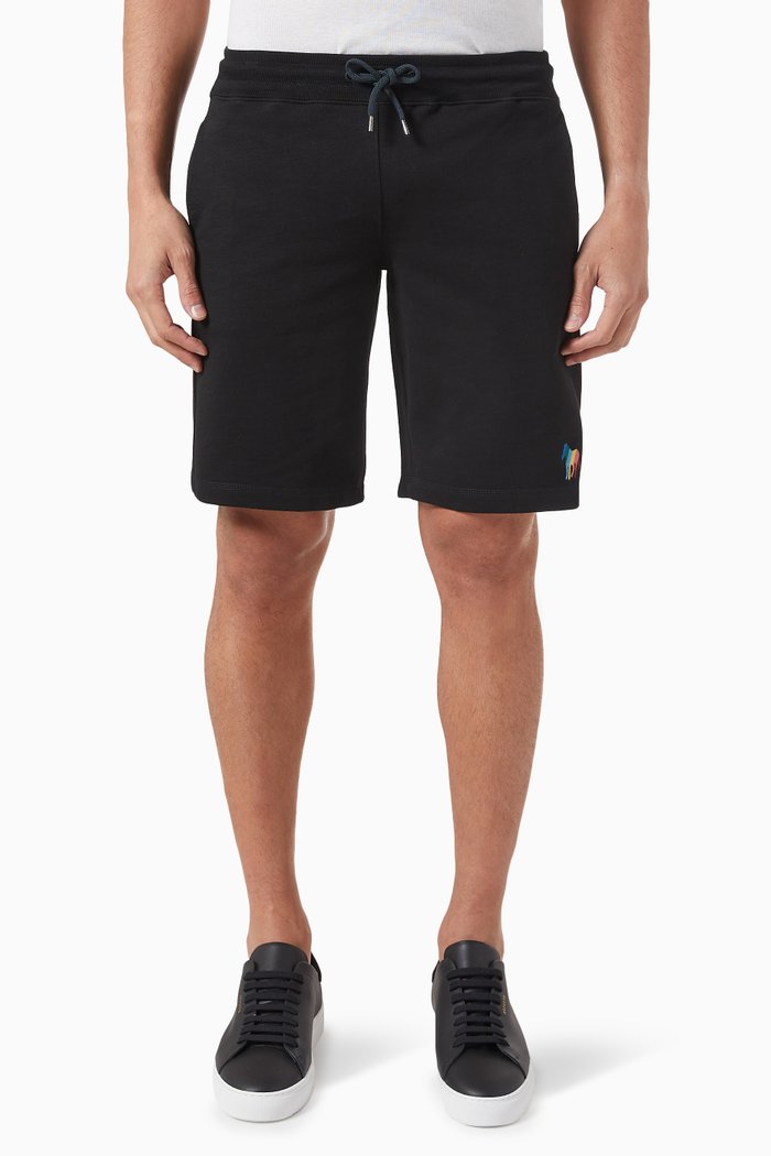 

Zebra Logo Sweat Shorts in Organic Cotton, Black