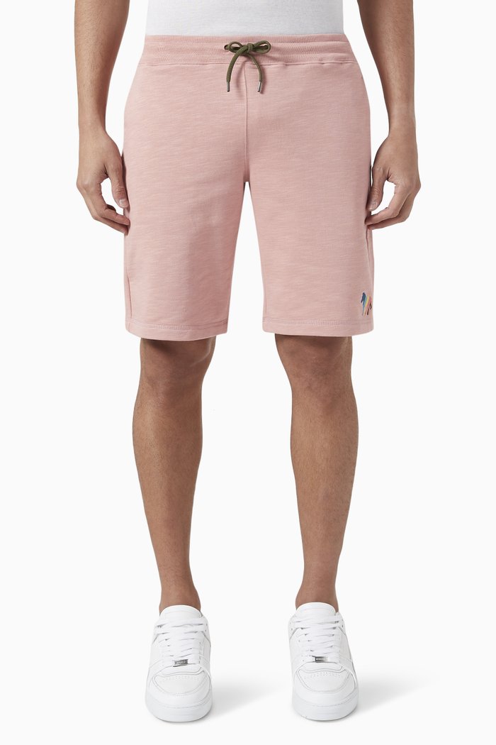 Zebra Logo Sweat Shorts in Organic Cotton, Pink