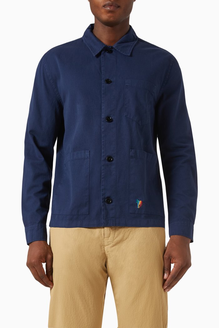 

Shirt Jacket in Organic Cotton, Blue