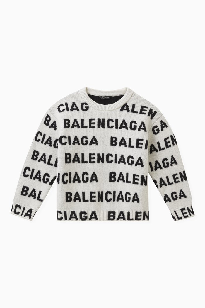 

Logo Sweatshirt in Wool Knit, White