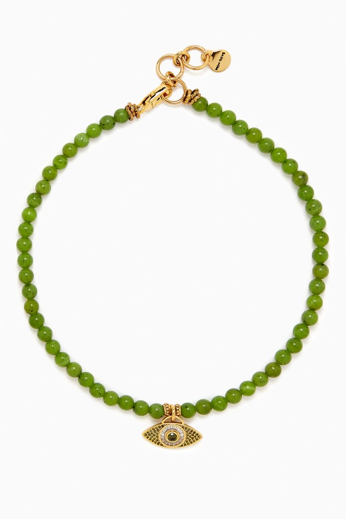 

Samira Jade Necklace in Gold-plated Brass, Green
