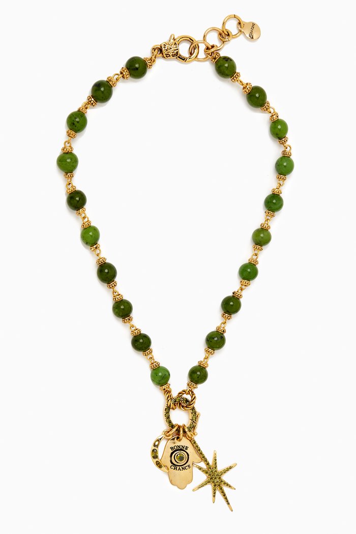 

Agni Jade Necklace in Gold-plated Brass, Green