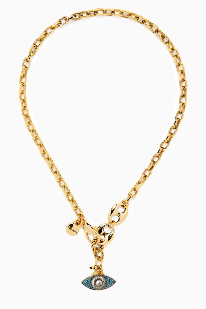 

Lucky Lover Necklace in Gold-plated Brass, Blue