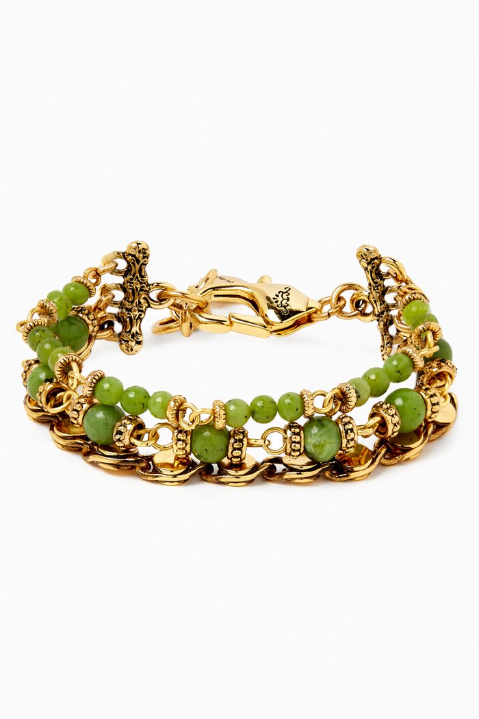 

Juliet Multi-strand Bracelet in Gold-plated Brass, Green