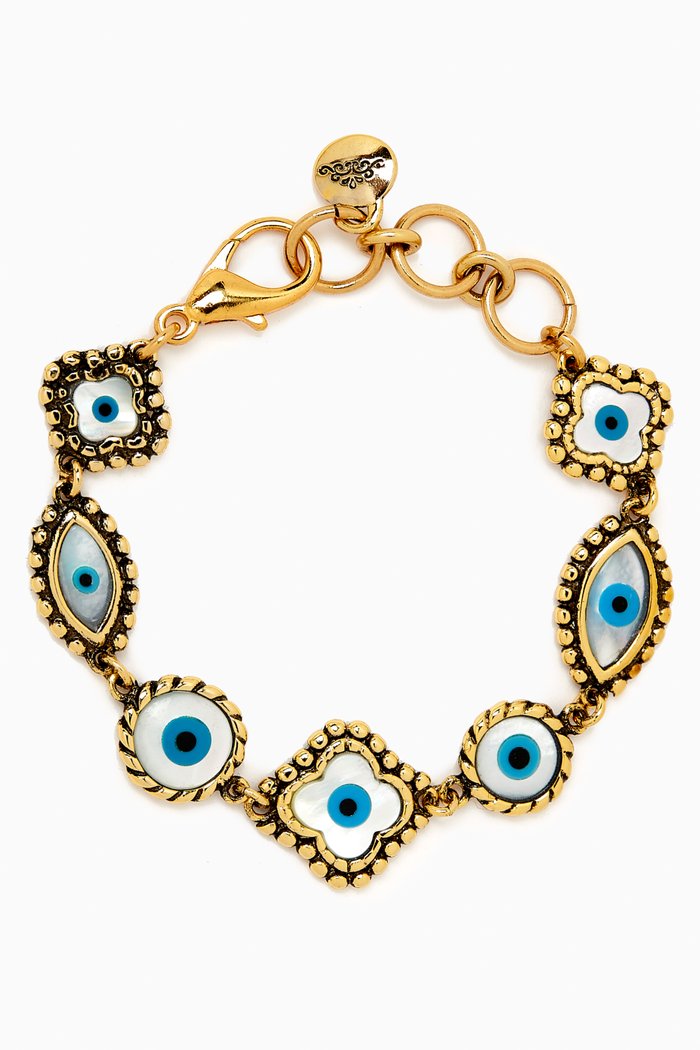 High Up Bracelet in Gold-plated Brass, Blue