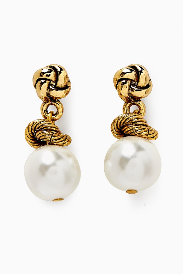 

Reese Drop Earrings in Gold-plated Brass, White
