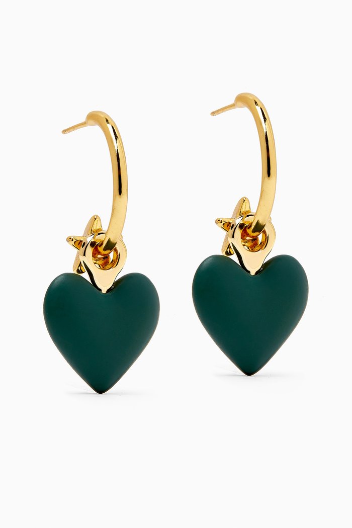 

Arcane Earrings in Gold-plated Brass, Green