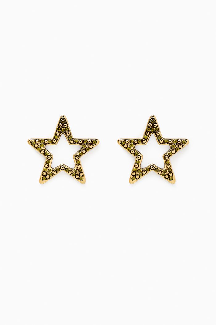 Melange Earrings in Gold-plated Brass, Green