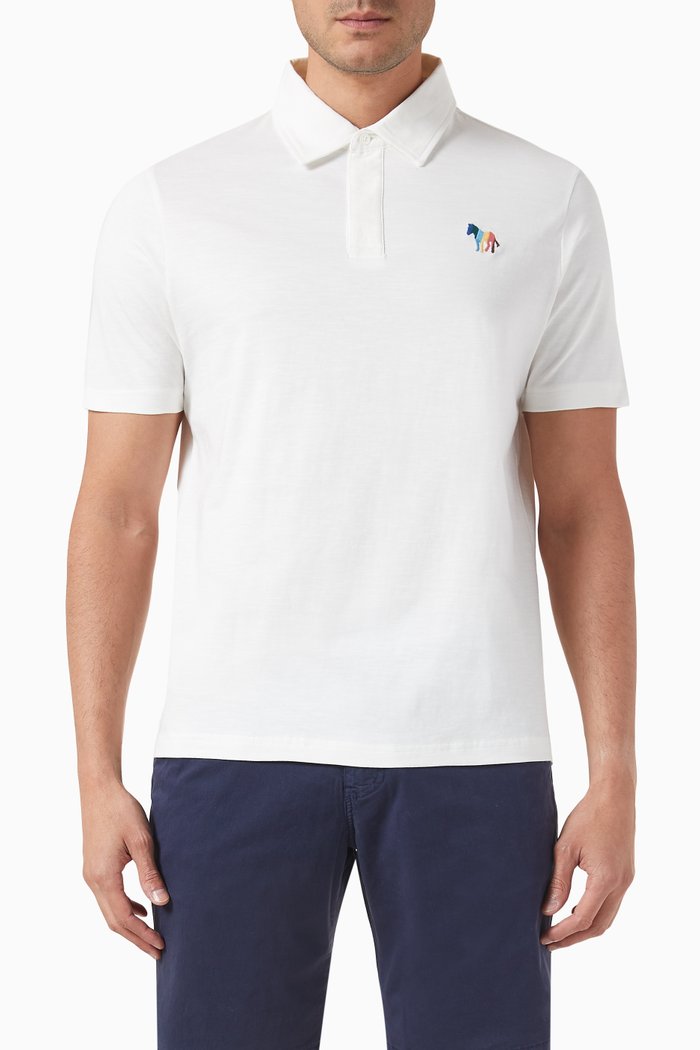 

Broad Stripe Zebra Polo Shirt in Cotton, Neutral