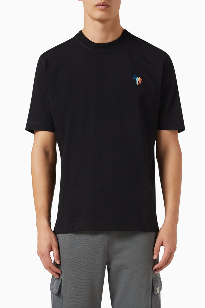 

Broad Stripe Zebra Logo T-shirt in Organic Cotton Jersey, Black