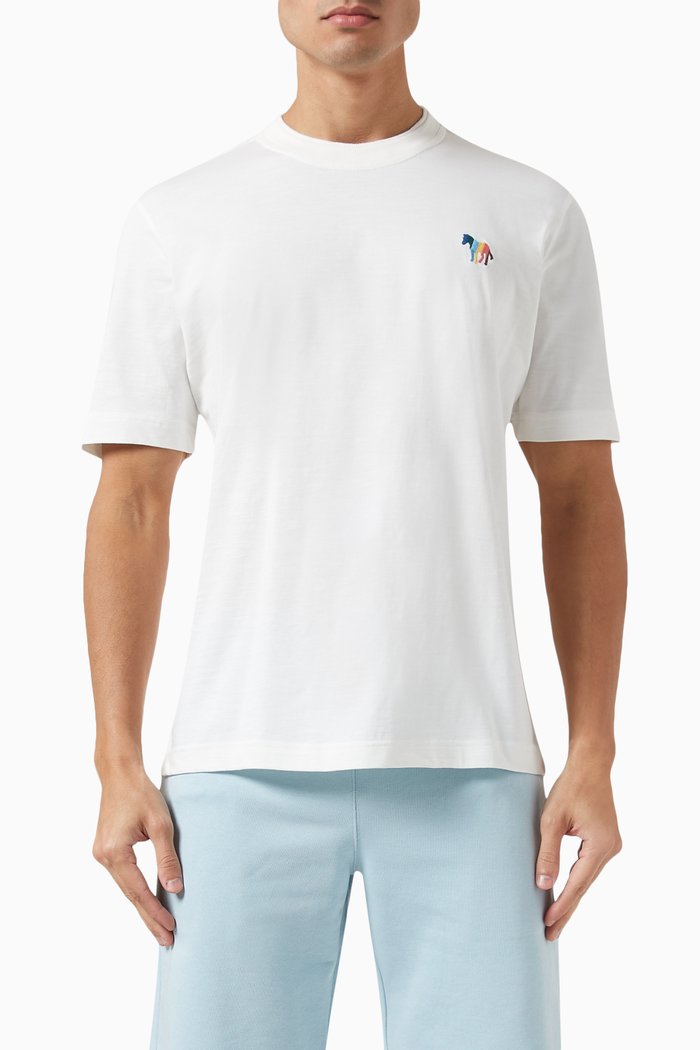 

Broad Stripe Zebra Logo T-shirt in Organic Cotton Jersey, Neutral