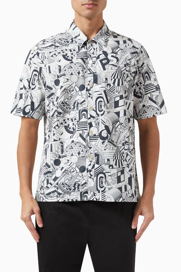 

All-over Print Shirt in Organic Cotton, White