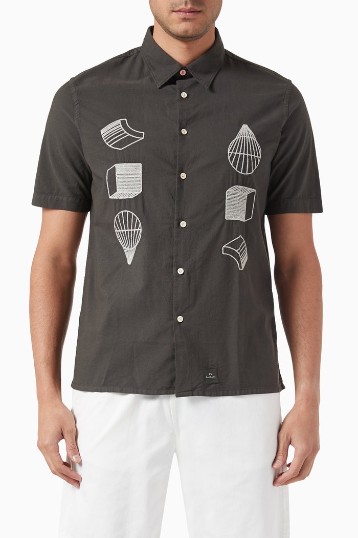 

Printed Shirt in Cotton, Grey