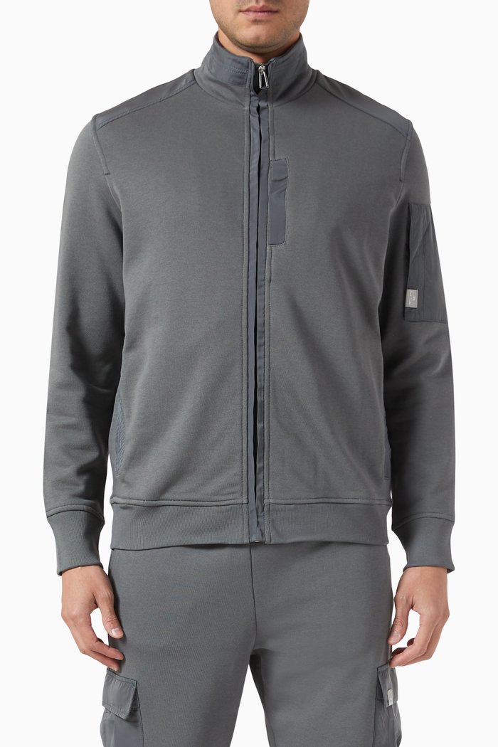 

Zip-up Track Jacket in Cotton Blend, Grey