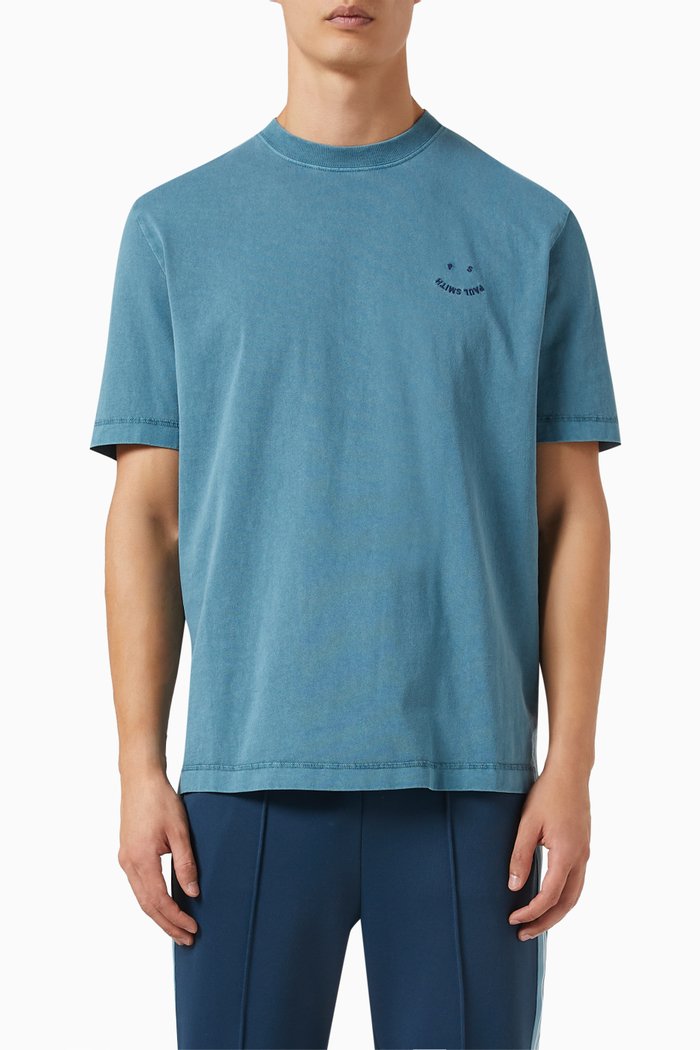 

Happy T-Shirt in Cotton, Blue