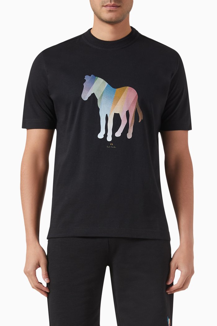 

Printed T-shirt in Cotton Jersey, Black