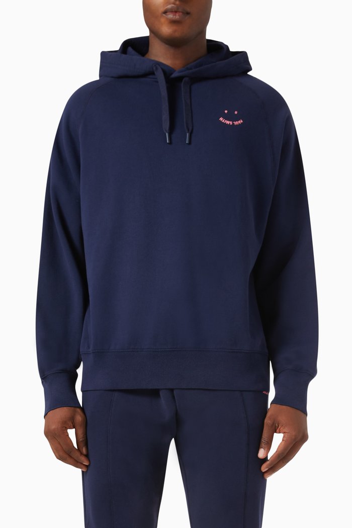 

Happy Drawstring Hoodie in Cotton-fleece, Blue