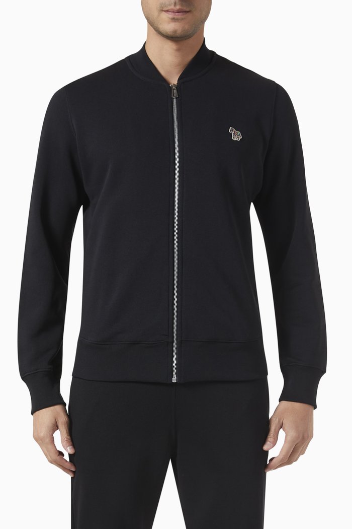 

Zebra Logo Bomber Jacket in Organic Cotton, Black