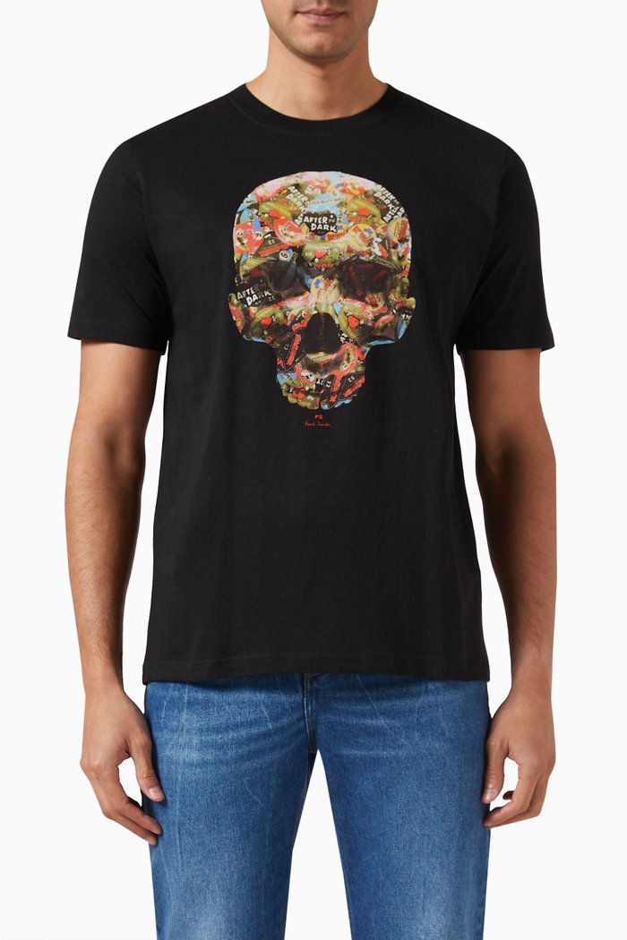 

Sticker Skull Print T-shirt in Cotton-jersey, Black