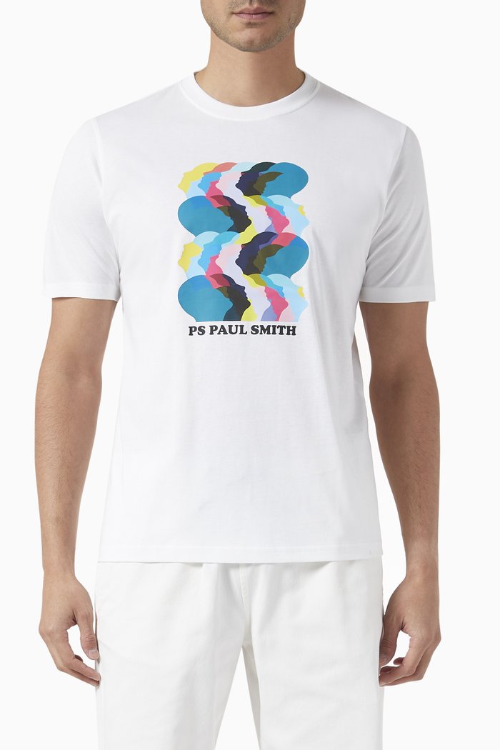 Printed T-shirt in Cotton Jersey, White