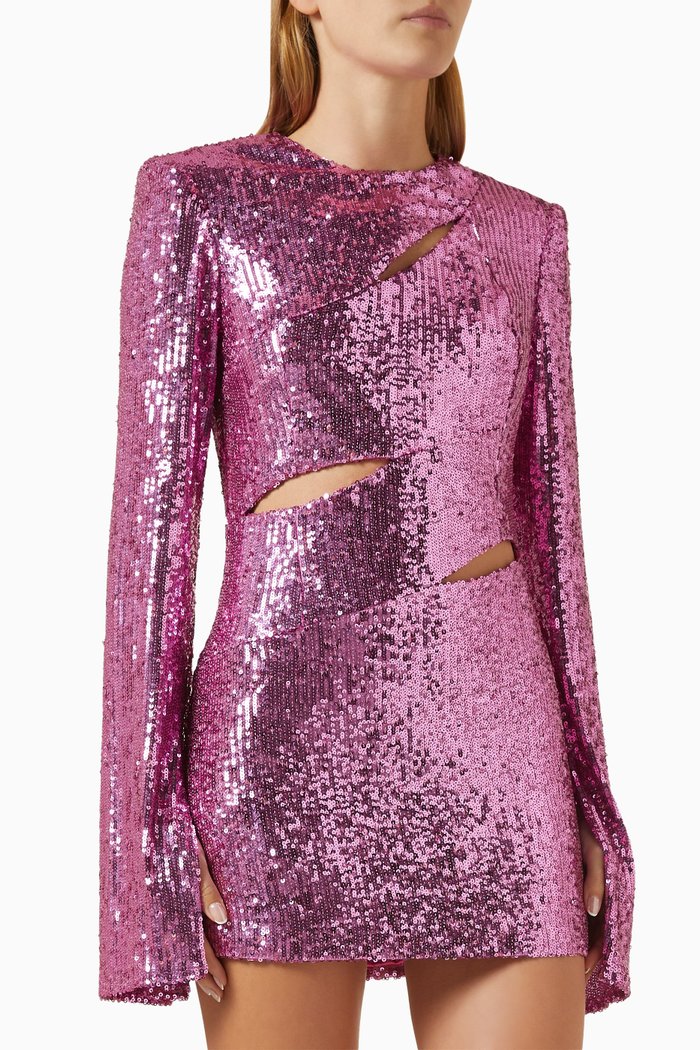 Blaze Cut-out Mini Dress in Sequin, Pink