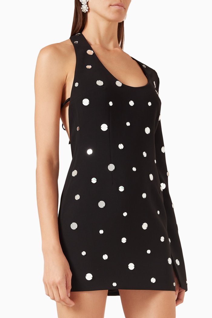 

Lola Mirror-embellished Mini Dress, Black