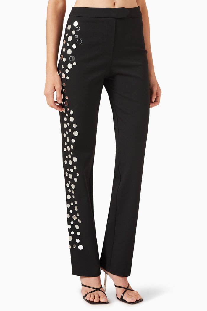 

Nikki Mirror-embellished Pants, Black
