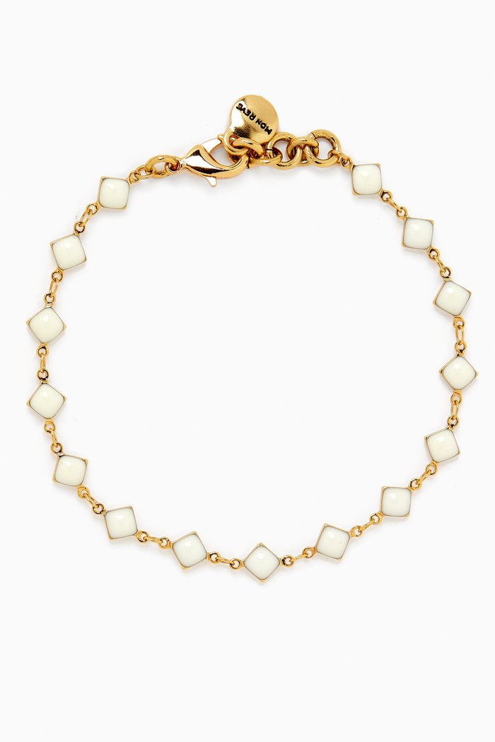 

August Anklet in Gold-plated Brass, White