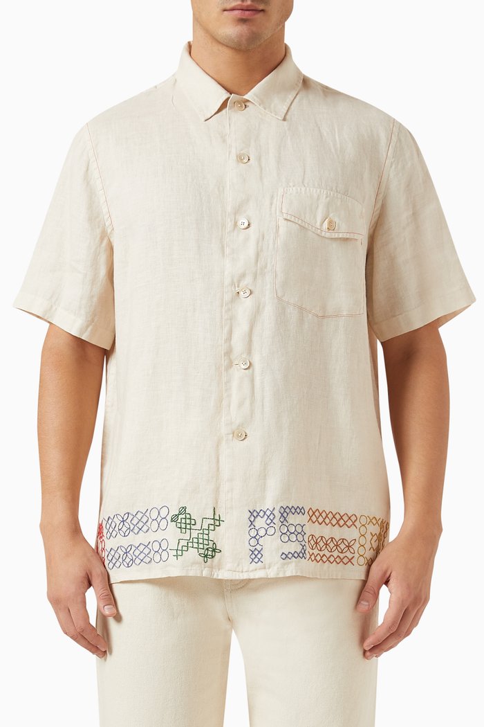 

Cross-stitch Shirt in Linen, Neutral