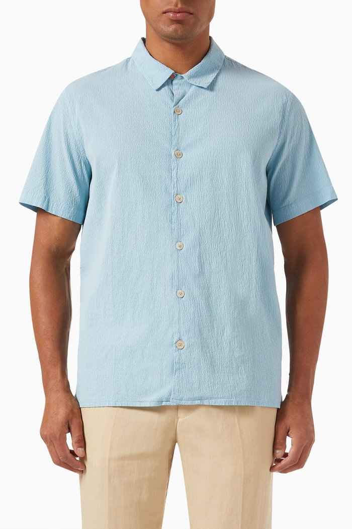 

Embossed Shirt in Organic Cotton, Blue