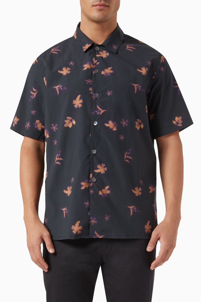 

Floral-print Shirt in Organic Cotton, Black