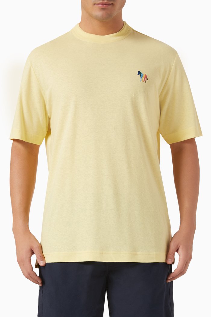 

Broad Zebra T-shirt in Cotton-linen Jersey, Yellow