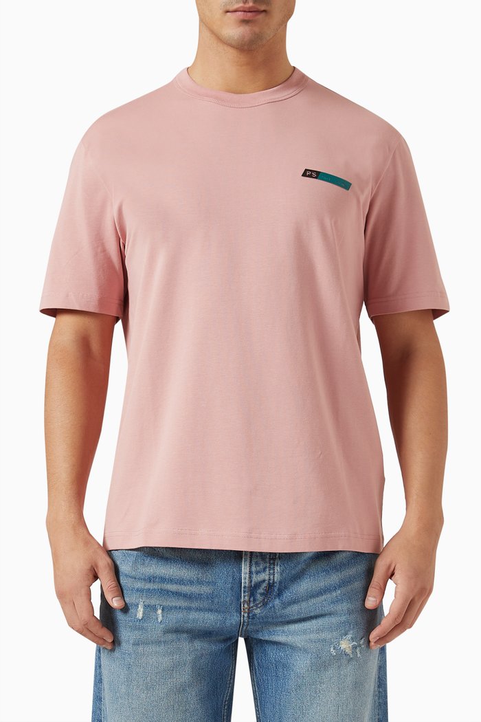 

Slant Logo T-shirt in Stretch Organic Cotton Jersey, Pink