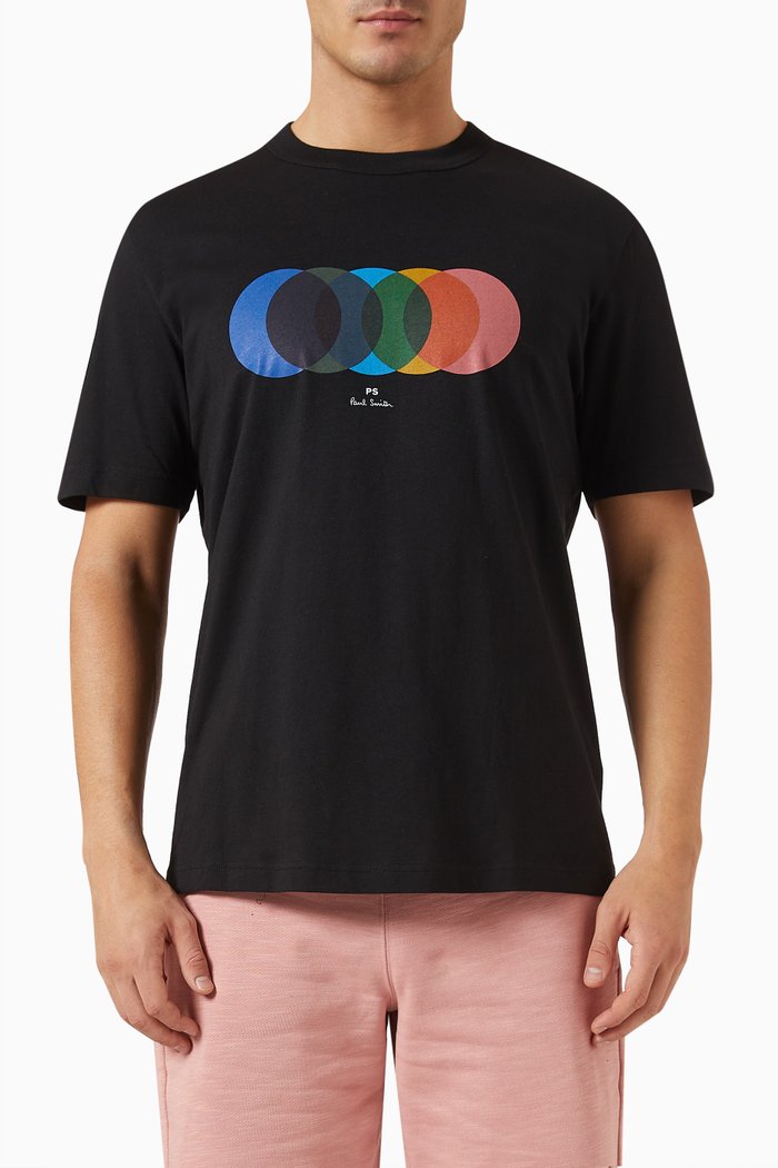 

Circles Graphic T-shirt in Organic Cotton Jersey, Black