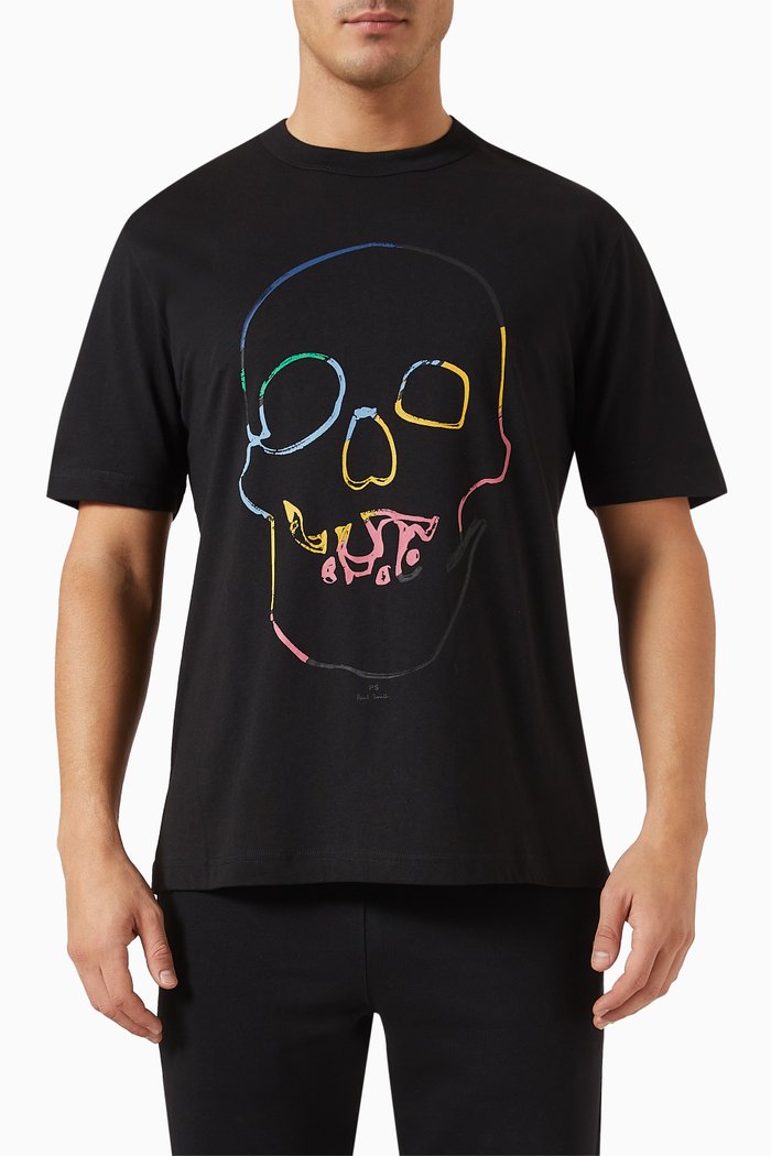 

Skull Graphic T-shirt in Organic Cotton Jersey, Black