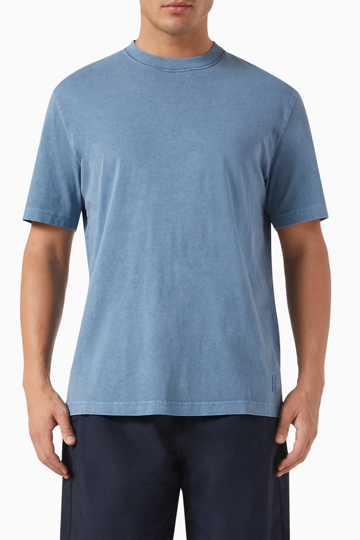 

Acid Wash T-shirt in Organic Cotton Jersey, Blue