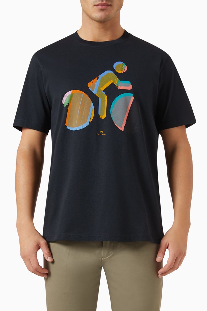 

Cycle Graphic T-shirt in Organic Cotton Jersey, Blue
