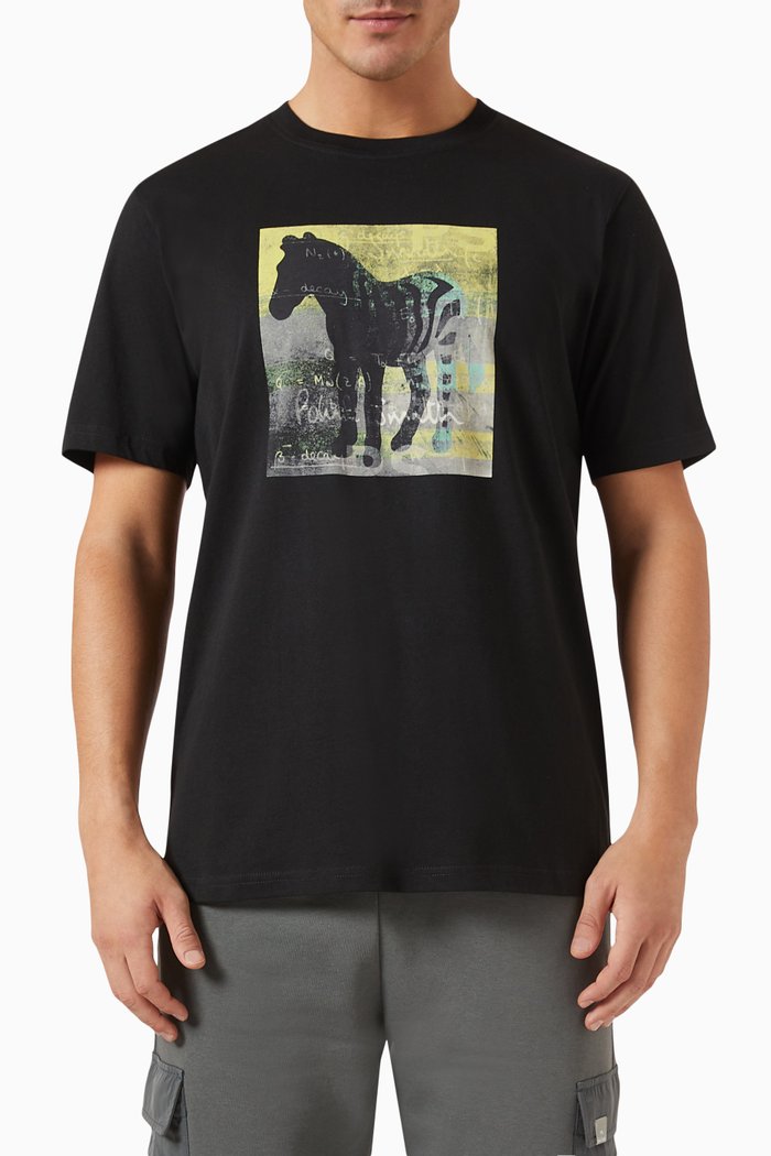 

Zebra Square Graphic T-shirt in Organic Cotton Jersey, Black