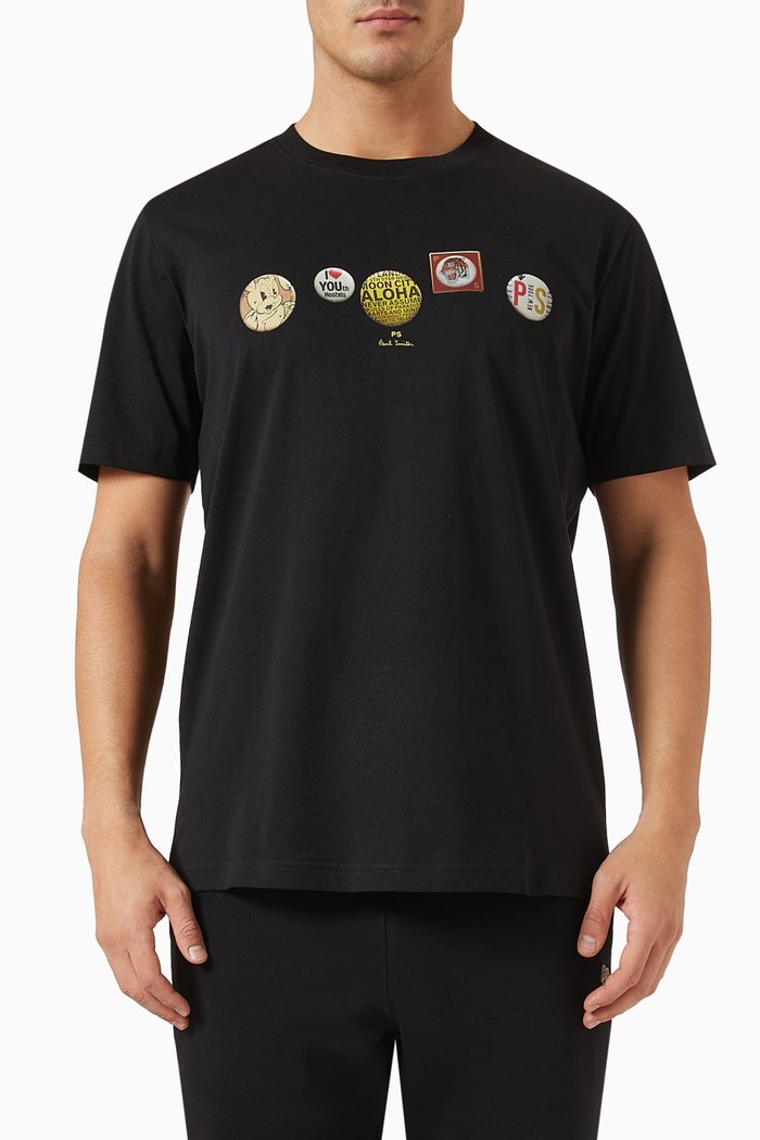 

Badges Graphic T-shirt in Organic Cotton Jersey, Black
