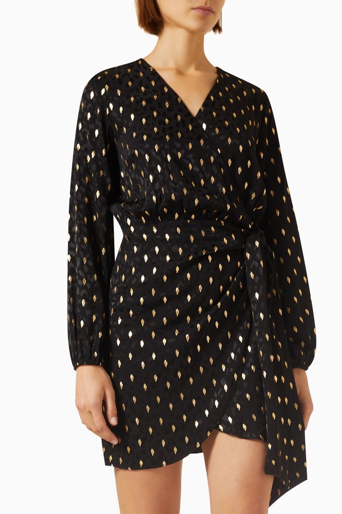 

Vienna Animal Mini Dress in Jacquard, Black