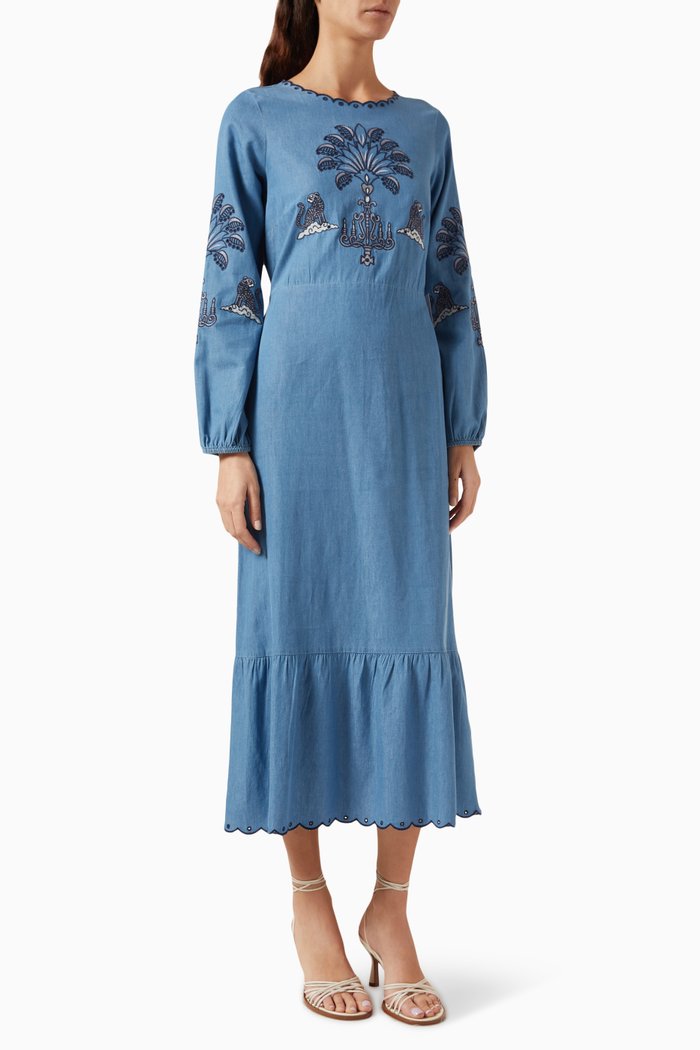

Dreaming in the Clouds Dress in Denim, Blue