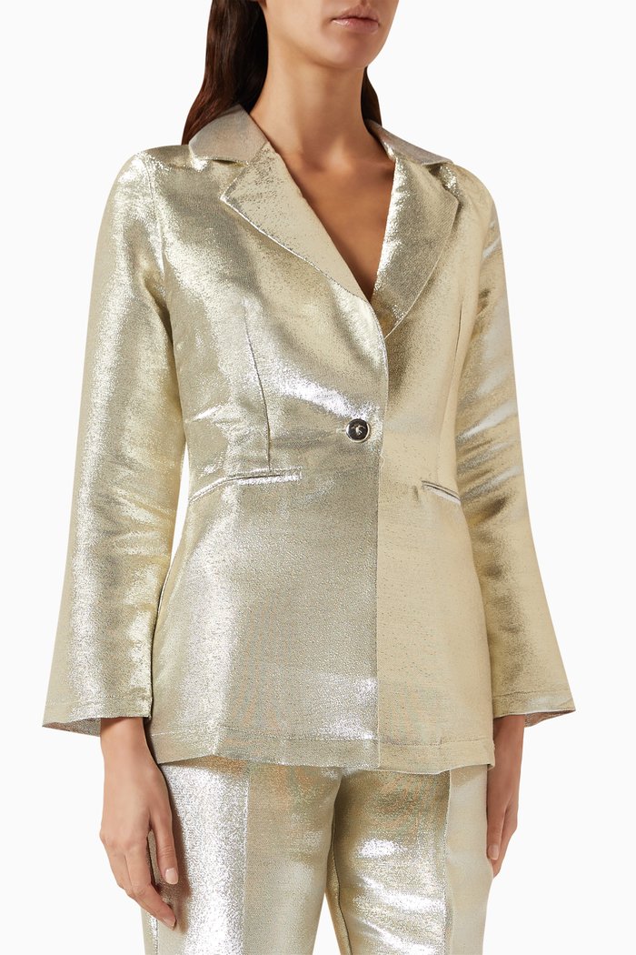 22 Blazer in Metallic Viscose, Silver